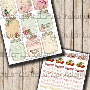Printable VINTAGE JARS / Printable Mason Jar Images / Mason - Etsy 日本