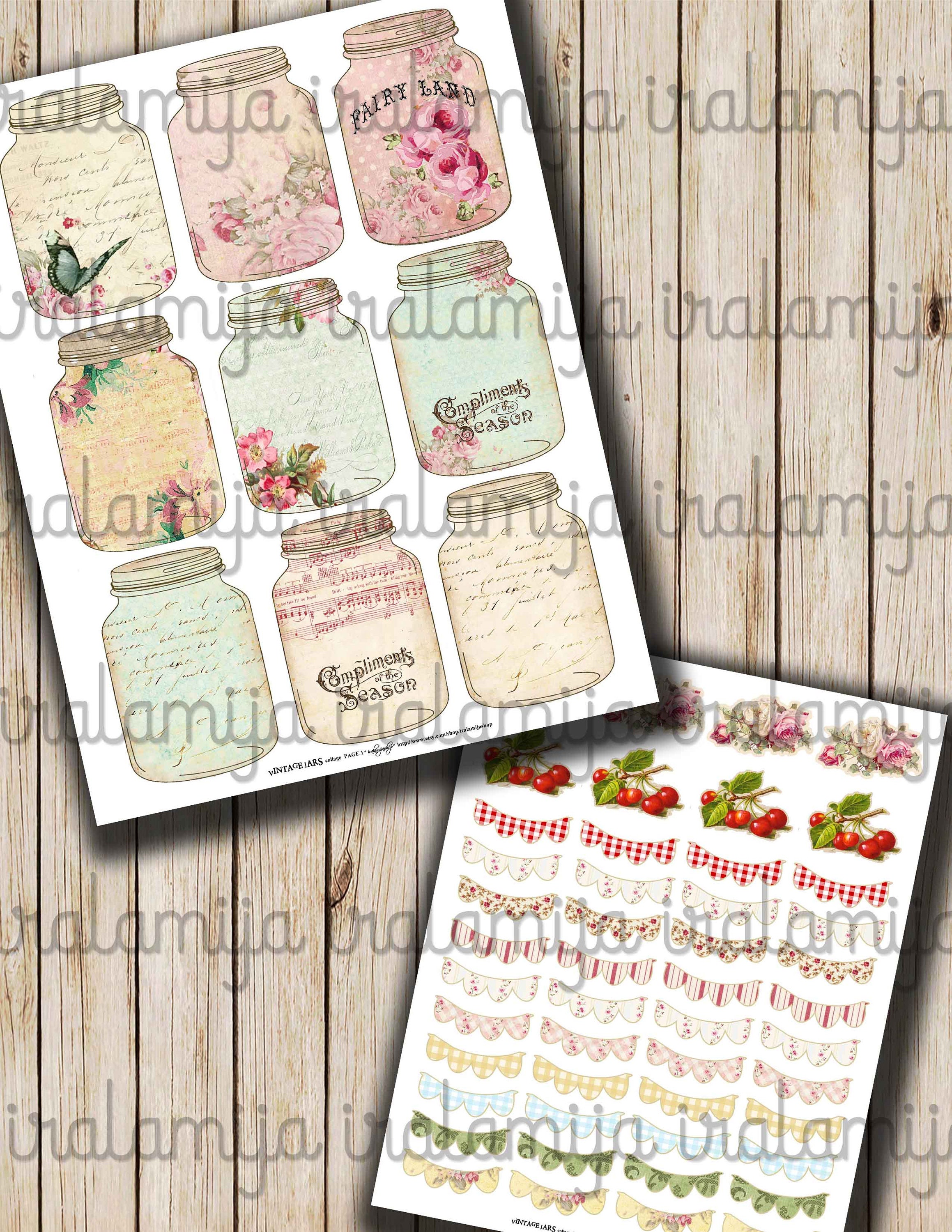Printable VINTAGE JARS / Printable Mason Jar Images / Mason | Etsy
