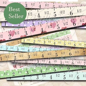 TAPE MEASURE No. 3 Printable Digital Images / printable download / Scrapbook / Printable Tape Measure / Sewing Printable / Pintable Tape