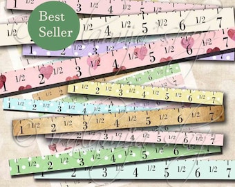 TAPE MEASURE No. 3 Printable Digital Images / printable download / Scrapbook / Printable Tape Measure / Sewing Printable / Pintable Tape