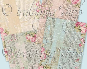 VINTAGE SCRIPT Collage Digital Images -printable download file-