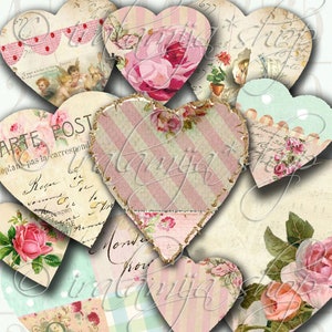 MINI CORAÇÕES Imagens Digitais Imprimíveis - Corações imprimíveis / mini corações / Scrapbook / Papel digital / Corações / Dia dos Namorados / Coração de Dia dos Namorados