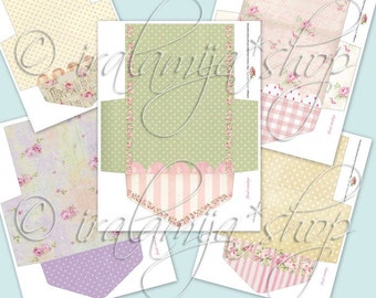 FLORAL ENVELOPES Collage Digital Images -printable download file Scrapbook Printable Sheet