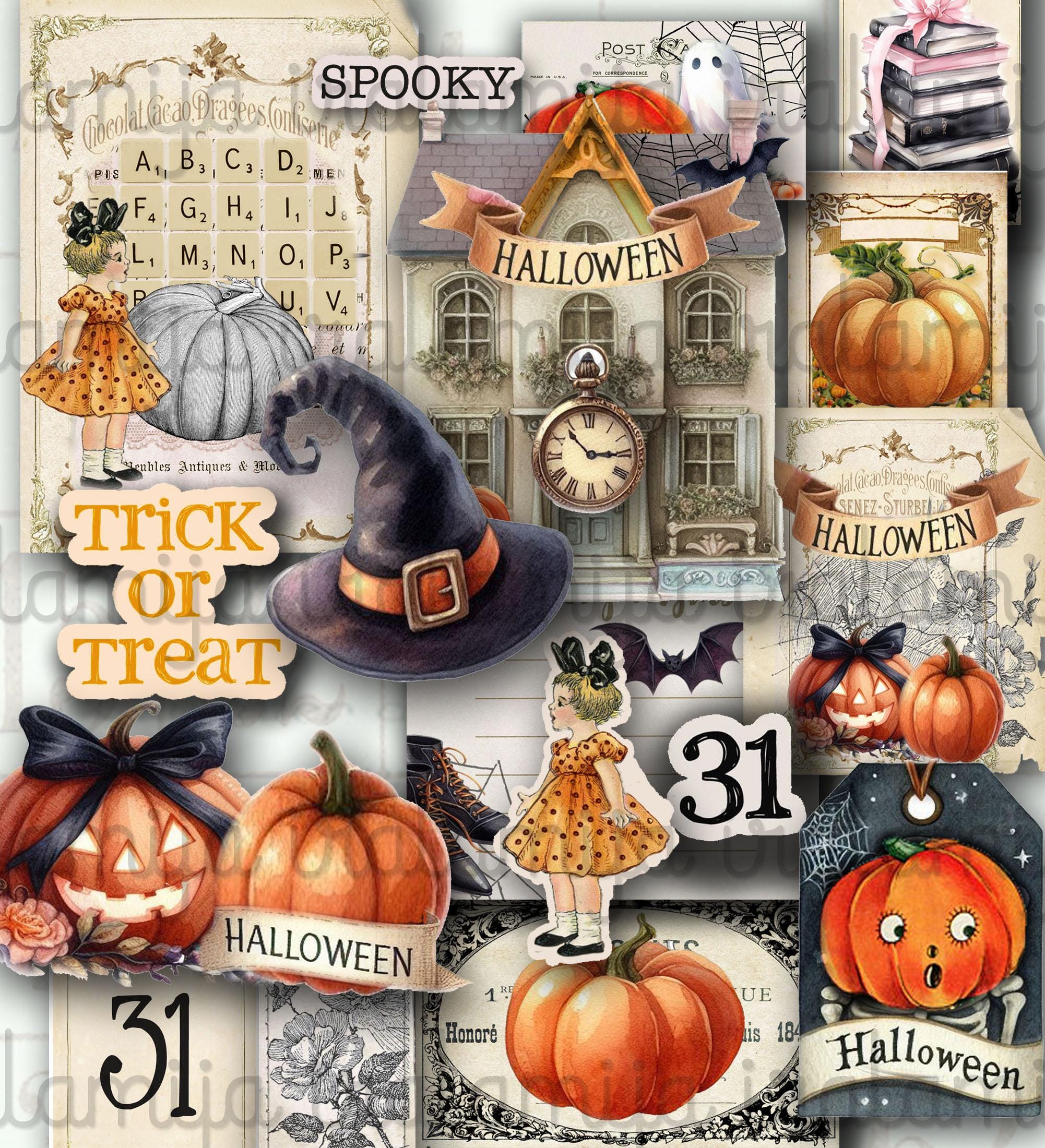 SPOOKY HALLOWEEN Junk Journal Kit Printable Vintage Halloween Ephemera ...