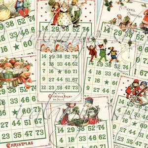 BINGOKAARTEN VAN DE MARETA, Junk Journal, Digitale download, Kieskeurig gesneden, Dagelijkse december, Vintage, Kerstman, Tags, Kit, Afdrukbare, Iralamijashop, Kaarten