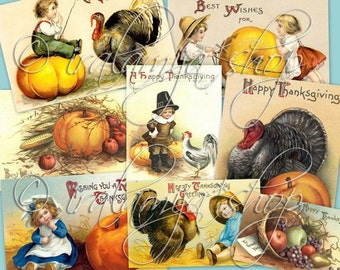 THANKSGIVING Collage Digital Images -printable download file-