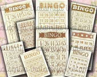 Printable Bingo Cards - VINTAGE BINGO CARDS / Vintage Bingo Cards / Images / Vintage Style printable Bingo cards / Bingo Card /  Bingo Cards