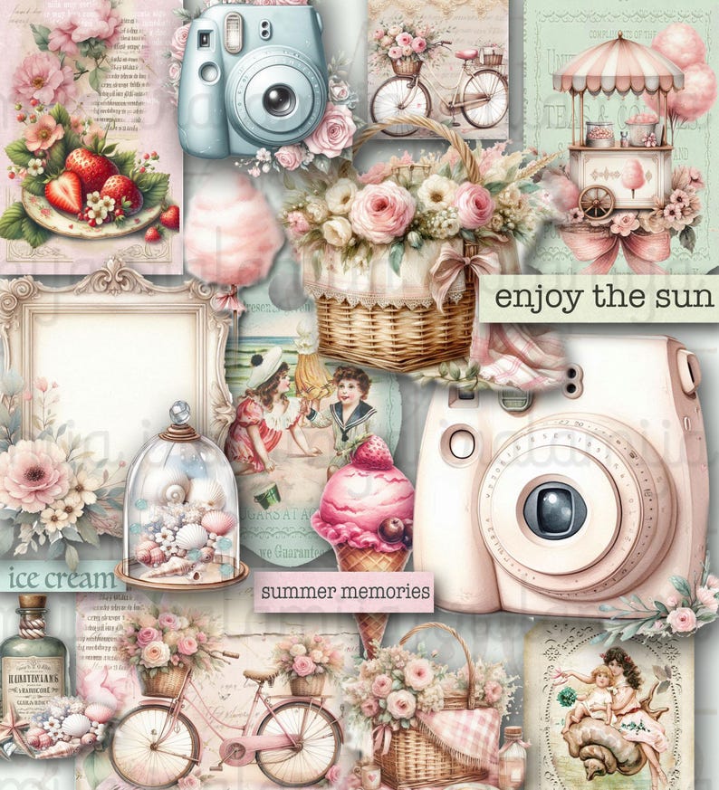 SUMMER TIME Junk Journal Kit Printable Vintage Ephemera Summer Junk ...