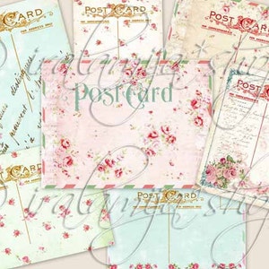 COTTON CANDY Ansichtkaarten, junkjournaal, flipboek, planner, tags, kortstondige, rozen, bloemen, vintage, decoupage, afdrukbaar, Iralamijashop, kaart