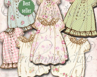 what is a paper dress Printable Dress / VINTAGE DRESS No. 2 Digital Images / Girl Dress Clip art / doll / Dress Collage Sheet / Printable Dress / Printable Dress