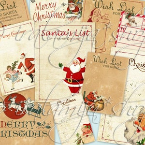 SANTA'S LIST Collage Digital Images -printable download file-