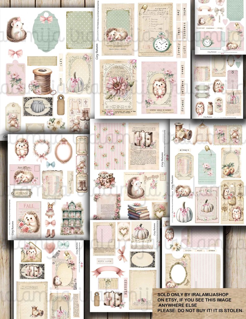 COZY AUTUMN Junk Journal Kit Printable Vintage Shabby Ephemera Autumn ...