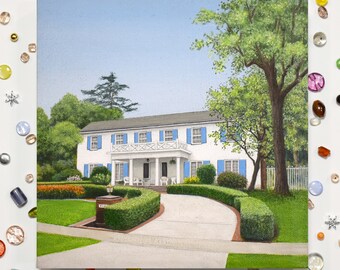 Casa de Ferris Bueller - pintura acrílica original de 8x8 sobre lienzo