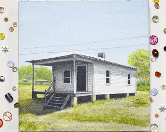 Elvis Presley's Boyhood Home - original 8x8 acrylic painting on canvas