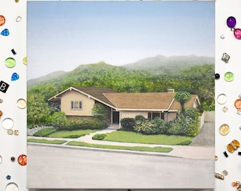 Brady House - pintura acrílica original de 10x10 sobre lienzo