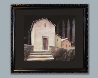 Gretel's House - Impresión enmarcada de una acuarela original / pintura de técnica mixta