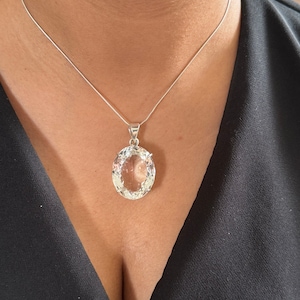 Clear Quartz 925 Sterling Silver Pendant| Crystal Quartz Pendant | Faceted Cut Pendant