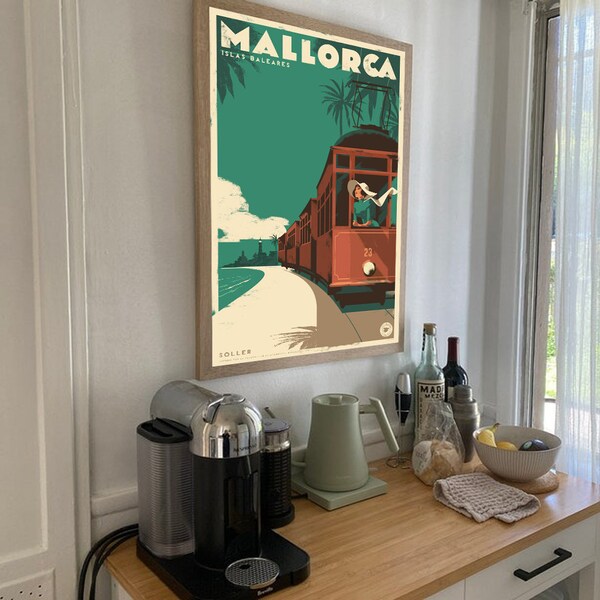 Mallorca Insel Handgezeichnete Karte Poster, Living Room