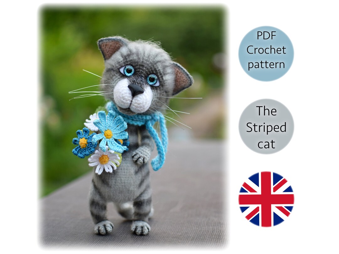 Stiped Cat Pattern Striped Cat Crochet Pattern. Cat Amigurumi Toy. Digital PDF Crochet ...
