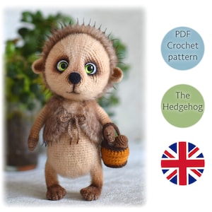 Crochet Hedgehog pattern. Amigurumi Hedgehog toy. Digital PDF crochet pattern in English.