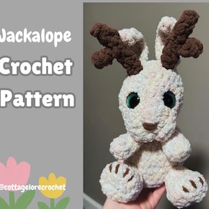 Jackalope cryptid Crochet pattern- advanced beginner/intermediate difficulty-PDF PATTERN-no physical item included US terms
