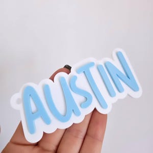 Personalised Acrylic Kids Name Tag, Bag Keychain, Acrylic Layered Bag Tag