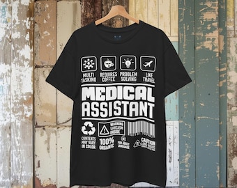 T-shirt d'assistant médical, T-shirt de voyage multitâche café résolution de problèmes