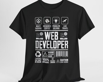 Web Developer Heavy Cotton Tee: Coding Humor, Coffee Lover Gift
