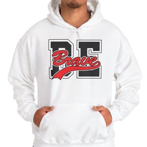 Be Brave Typographic Hoodie, Courage Sweatshirt, Inspirational Jumper, Motivational Pullover, Cozy Hooded Top