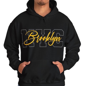 NYC Brooklyn Hoodie, New York City Sweatshirt, Urban Streetwear, Unisex Hooded Jumper, Gift for City Lovers, NYC Apparel