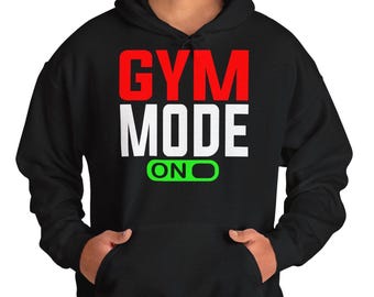 Gym-Modus auf Hoodie, Fitness-Sweatshirt, Workout mit Kapuzenpullover, Trainingsbekleidung, athletischer Pullover