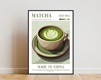 Matcha Latte Poster, Kitchen Print, Matcha Wall Art, Matcha Poster, Coffee Print, Matcha Coffee Wall Art, Kitchen Wall Art, Kitchen Poster