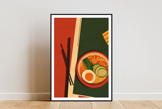 Retro Ramen Poster, Kitchen Print, Ramen Wall Art, Food Poster, Noodle Print, Japanese Art, Kitchen Wall Art, Japanese Noodle Poster, Japan