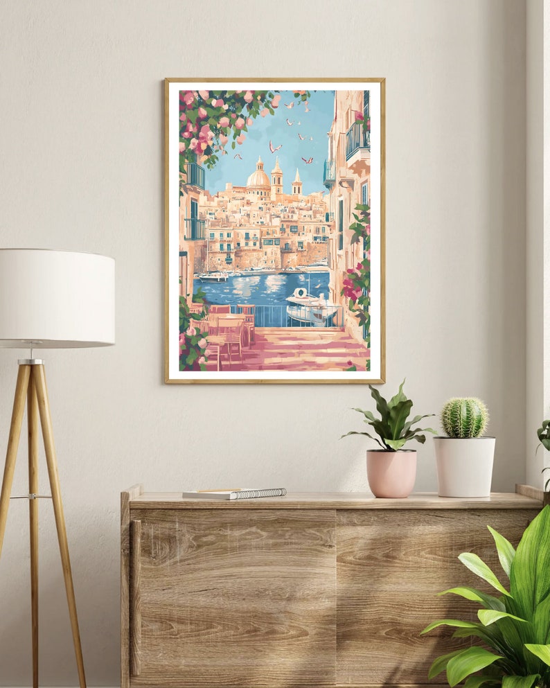 Valletta Poster, Valletta Print, Valletta Wall Art, Travel Poster, Malta Print, Valletta Malta Poster, Malta Poster, Malta Wall Art image 3