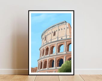 Poster Romeins Colosseum, afdruk Romeins Colosseum, kunst aan de muur Italië, reisposter, afdruk Rome, Rome Italië, kunst aan de muur Rome, Italiaanse poster