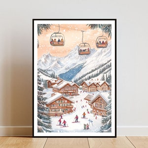 Switzerland Poster, St Moritz Print, Switzerland Wall Art, Travel Poster, Switzerland Print, Switzerland Zermatt, Ski Poster, Pastel Art