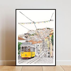 Lisbon Poster, Lisbon Tram Print, Portugal Wall Art, Travel Poster, Portugal Print, Lisbon Portugal, Lisbon Watercolour, European Wall Art