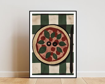 Retro Pizza Poster, Kitchen Print, Pizza Wall Art, Food Poster, Pizza Print, Italy Art, Kitchen Wall Art, Italian Pizza Poster, Italy Art