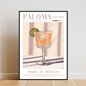 Paloma Poster, Kitchen Print, Alcohol Wall Art, Cocktail Print, Paloma Cocktail Print, Kitchen Wall Art, Cocktail Bar Poster, Paloma Art