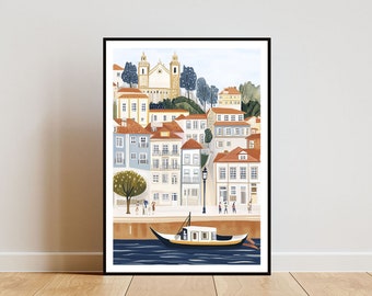 Porto Poster, Porto Print, Portugal Wall Art, Porto Travel Poster, Portugal Print, Porto Portugal, European Wall Art, Pastel Art, Europe Art
