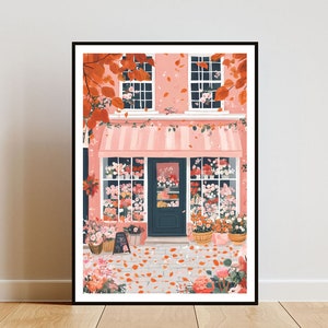 Pôster de florista, impressão de outono, arte de parede de florista, pôster de arte de flores, impressão de flores, florista, arte de parede de flores, pôster vintage, pôster de loja