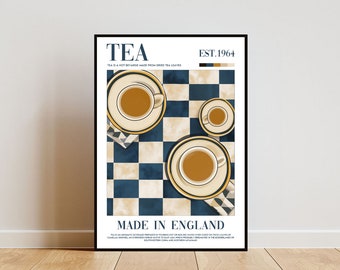 Retro Tea Poster, Kitchen Print, Tea Wall Art, Food Poster, Coffee Print, Coffee Art, Kitchen Wall Art, Kitchen Poster, English Tea Poster