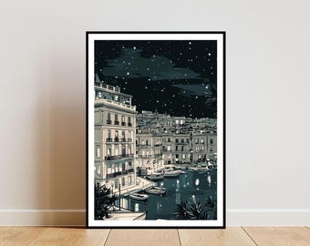 Valletta Poster, Valletta Print, Valletta Wall Art, Travel Poster, Malta Print, Valletta Malta Poster, Malta Poster, Christmas Wall Art