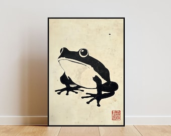 Matsumoto Hoji Frog Poster, Japanese Print, Japanese Frog Wall Art, Frog Poster, Oriental Decor, Japanese Wall Art, Matsumoto Hoji Print