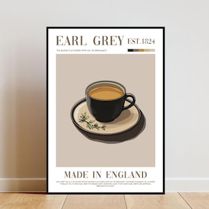 Earl Grey Poster, Kitchen Print, Earl Grey Tea Wall Art, Tea Poster, Earl Grey Print, Earl Grey Tea Art, Kitchen Wall Art, Kitchen Poster