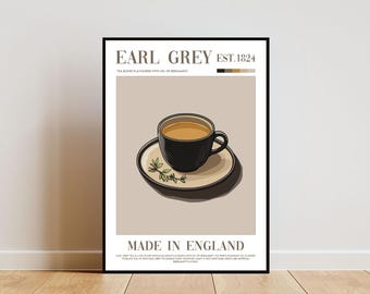 Póster de Earl Grey, Impresión para cocina, Arte mural de té Earl Grey, Póster de té, Impresión de Earl Grey, Arte de té Earl Grey, Arte mural de cocina, Póster de cocina