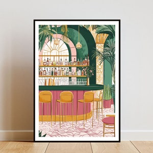 Retro Cocktailbar Poster, Küche Druck, Cocktailbar Wandkunst, Bar, Bar Print, Cocktail, Küchen Wandkunst, Boho Küche Dekor, Pastell Kunst