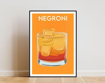 Negroni Poster, Kitchen Print, Alcohol Poster, Cocktail Print, Negroni Cocktail Print, Kitchen Poster, Cocktail Bar Poster, Negroni Wall Art