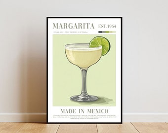 Margarita Poster, Kitchen Print, Alcohol Wall Art, Cocktail Print, Margarita Cocktail Print, Kitchen Wall Art, Cocktail Bar Poster