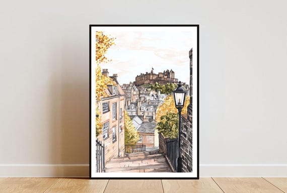 Edinburgh Poster, Edinburgh Castle Print, Edinburgh Watercolour, Travel Poster, Edinburgh Print, Edinburgh Scotland Poster, UK Wall Art